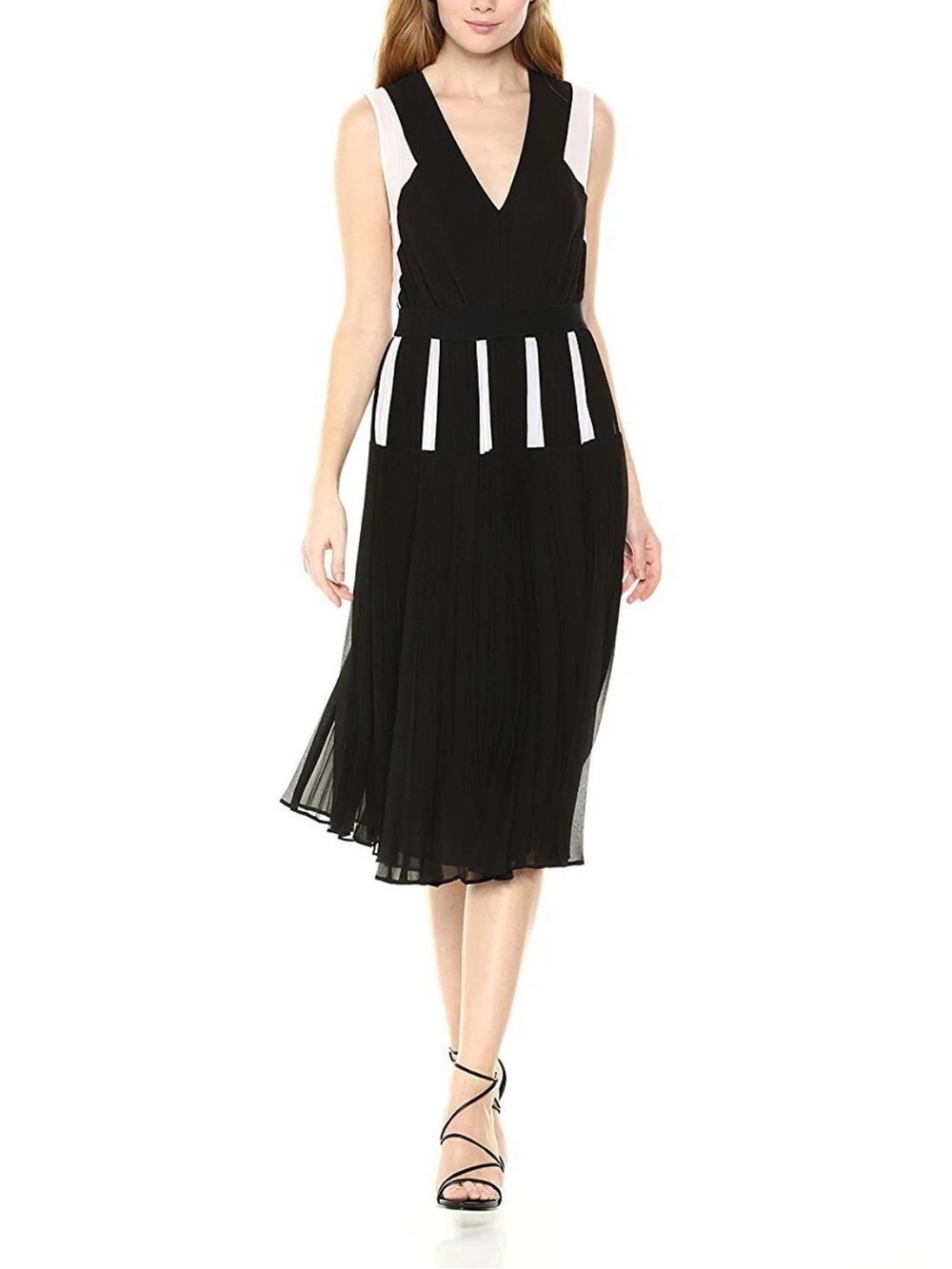 BCBG Savannah Color Blocked Pleated Dress